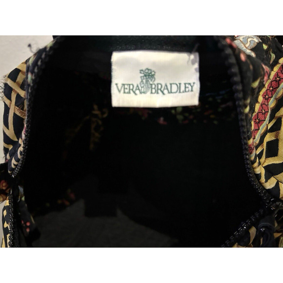 Vera Bradley Black and Yellow Weave Asian Print Quilted Zipper Small Duffle bag - Picture 9 of 9